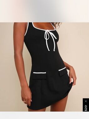 Lulu's Black Tank Mini Dress with White Trim